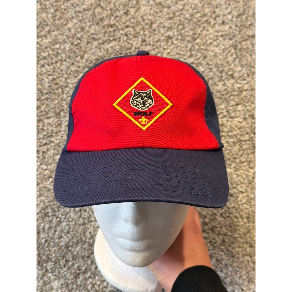 Cub Scouts Baseball Hat Kids SM Blue Red Wolf Rank Embroidered Adjustable Cap